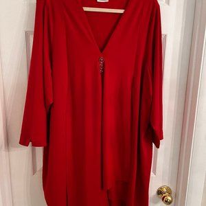 Avenue, High/low shirt, red - Size: 30/32